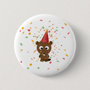 Niedlich Confetti Party Beaver Button