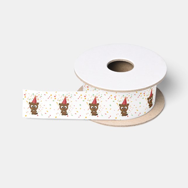 Niedlich Confetti Party Beaver Satinband (Spule)