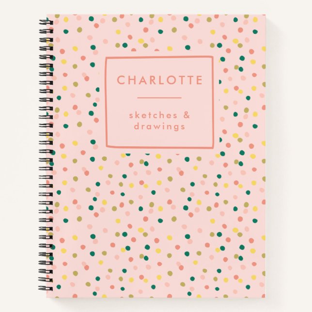 Niedlich Confetti Polka Dots Muster Blush Sketchbo Notizbuch (Vorderseite)