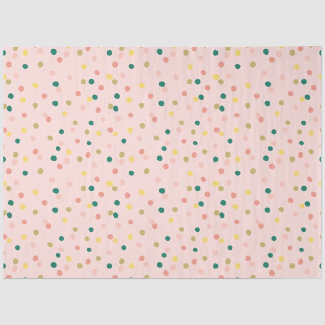 Niedlich Confetti Polka Dots Muster Rosa Grün Seidenpapier (Vorderseite)