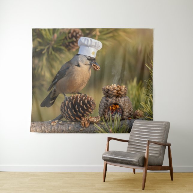 Niedlich Cooking Koch Nutcracker Bird Wandteppich (Beispiel (Horizontal))