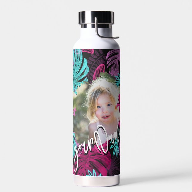 Niedlich Cool tropisch | Benutzerdefiniertes Foto  Trinkflasche (Links)