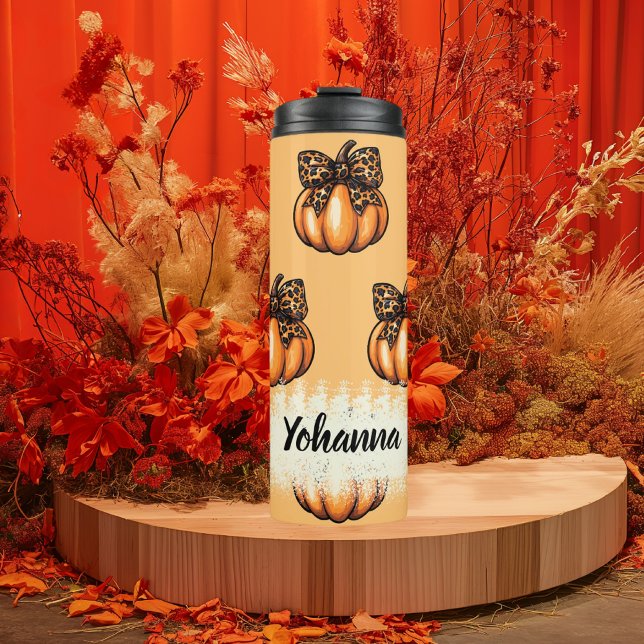 Niedlich Coquette Autumn Halloween Leopart Pumpkin Thermosbecher (Cute Coquette Autumn Halloween Leopart Pumpkin Thermal Tumbler)