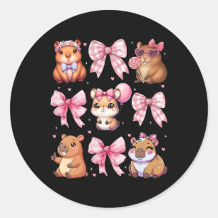 Niedlich Coquette Bow Capyra Pajamas Pjs Kleidung  Runder Aufkleber
