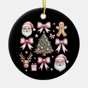 Niedlich Coquette Bow Pink Weihnachtsbaum Santa Gi Keramik Ornament