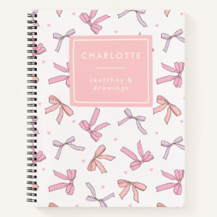 Niedlich Coquette Bows Pink Personalisiert Sketchb Notizbuch