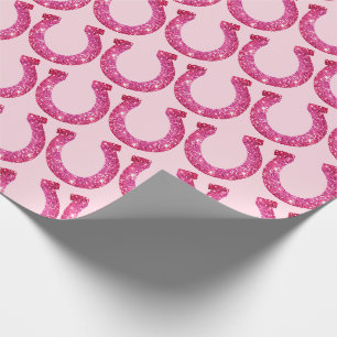 Niedlich Coquette Cowgirl Horseshoe Pink Glitzer Geschenkpapier