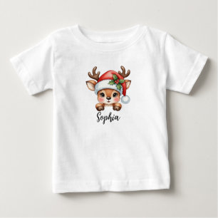 Niedlich Coquette Floral Weihnachts-Reindeer Baby T-shirt