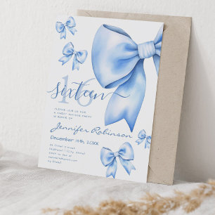 Niedlich Coquette Navy Blue Bow Sweet 16 Einladung
