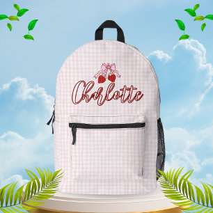 Niedlich Coquette Pink Bow Kariert Personalisiert Bedruckter Rucksack