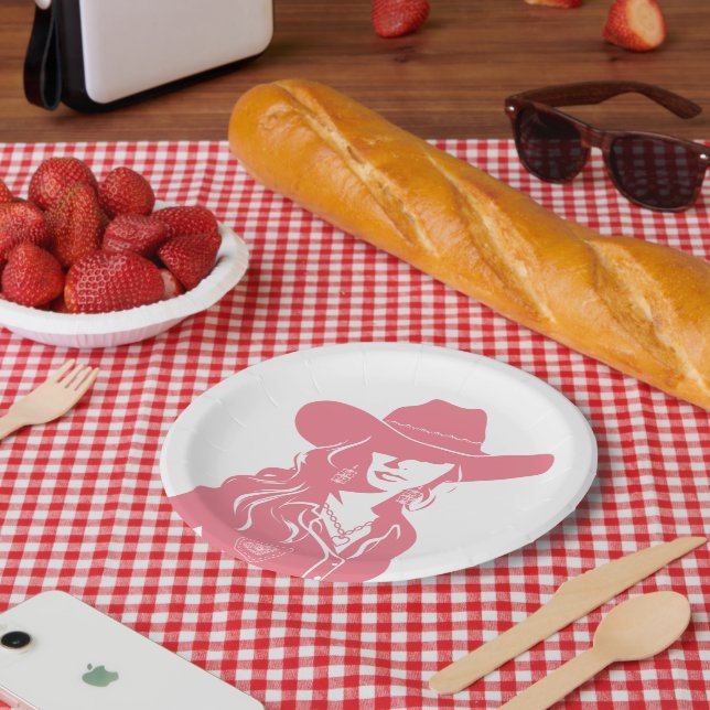 Niedlich Coquette Pink Cowgirl Western Country Chi Pappteller (Picknick)