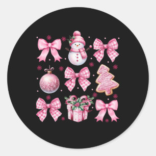 Niedlich Coquette Weihnachten Pink Bows Santa Ging Runder Aufkleber