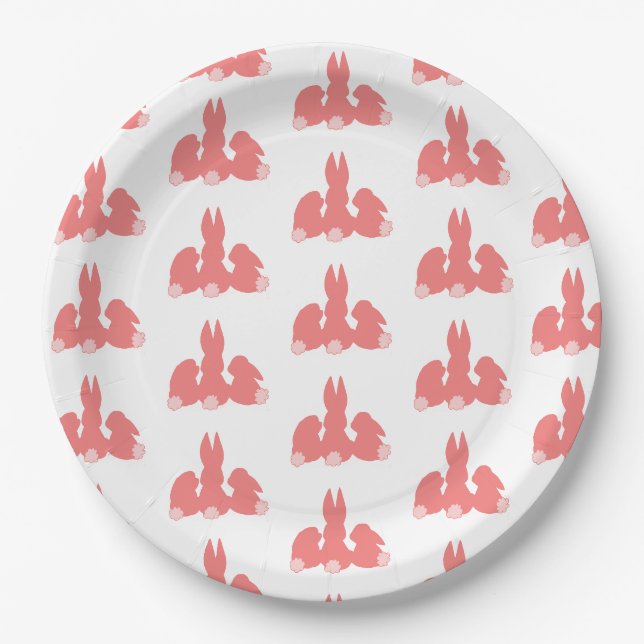 Niedlich Coral Oaster Bunnies Paper Teller (Vorderseite)