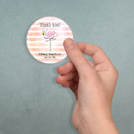 Niedlich Coral Peach Striped Flamingo Vielen Dank Runder Aufkleber