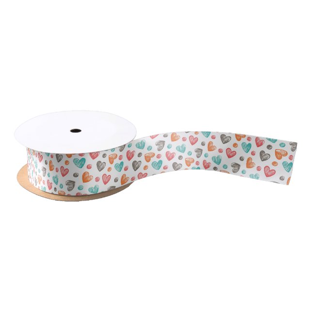 Niedlich Coral Red Pink Aqua Satinband (Spule)