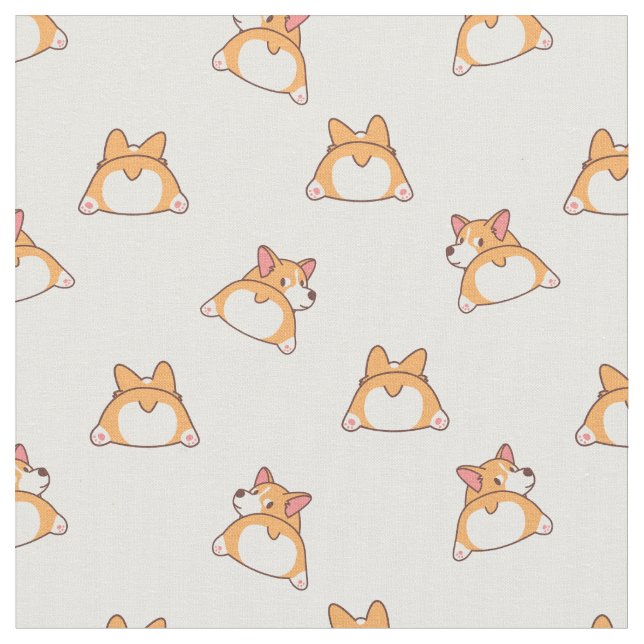 Niedlich Corgi Behinds Pattern Stoff (Nahaufnahme)