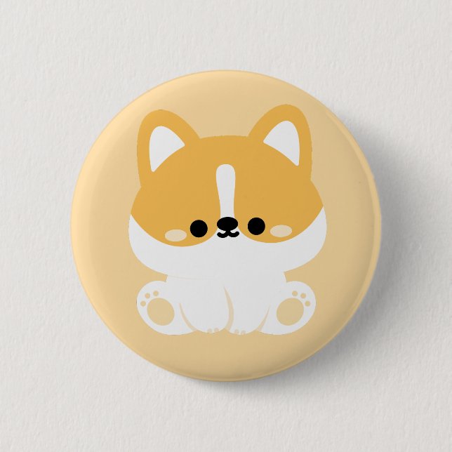 Niedlich Corgi Button (Vorderseite)