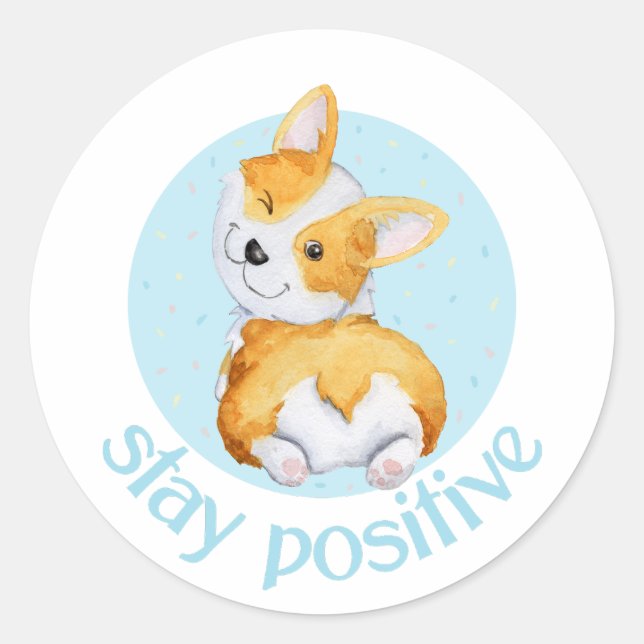 Niedlich Corgi Doppy Puppy Runder Aufkleber (Vorderseite)