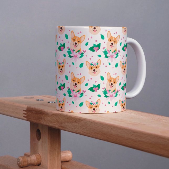 Niedlich Corgi Floral Tasse (Von Creator hochgeladen)