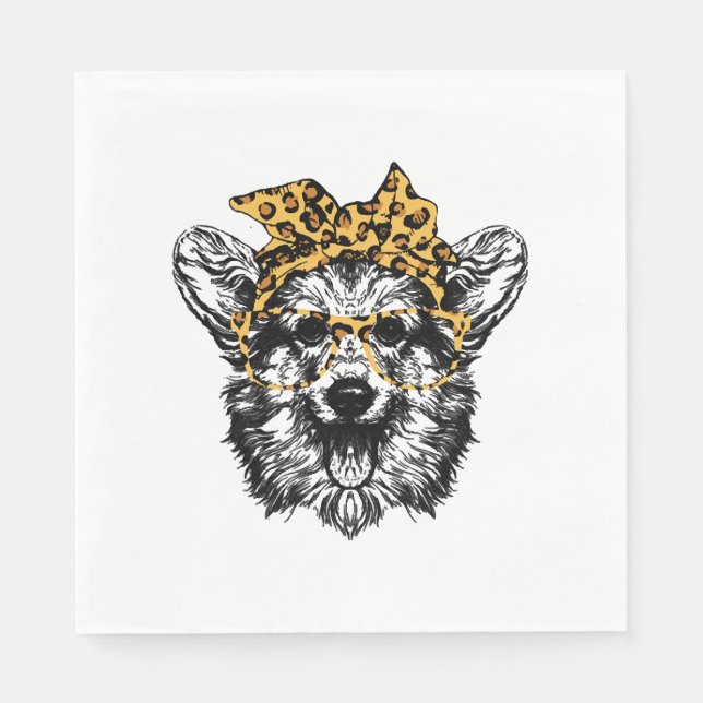 Niedlich Corgi Funny Dog Lover Geschenk Serviette (Vorderseite)