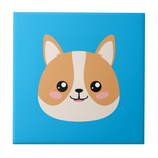 Niedlich Corgi Keramik Tile Fliese (Vorderseite)