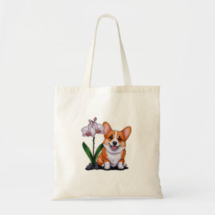 Niedlich Corgi mit Orchidea Tragetasche