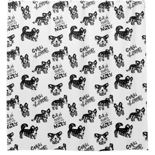 Niedlich Corgi Muster Duschvorhang (Vorderseite)