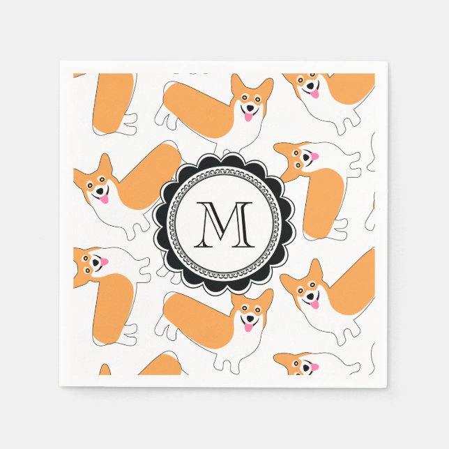 Niedlich Corgi Muster Serviette (Vorderseite)