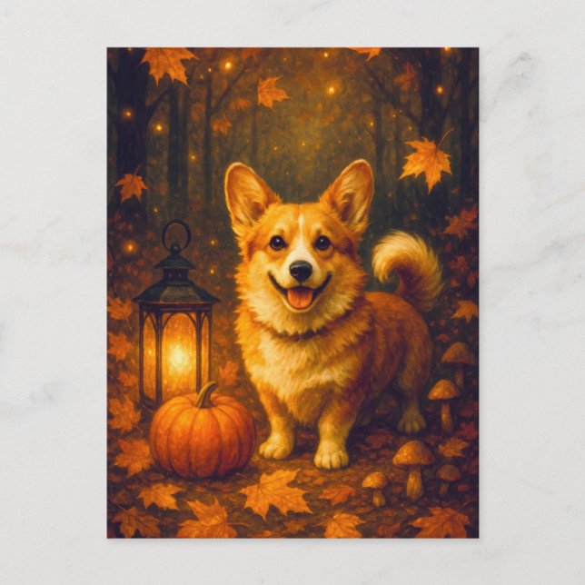 Niedlich Corgi Pumpkin Happy Thanksgiving Postcard Postkarte (Vorderseite)