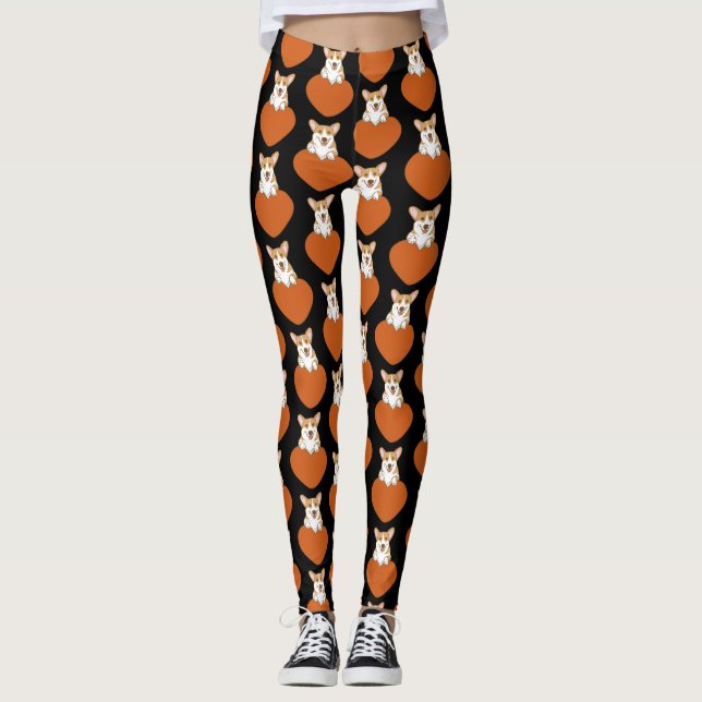 Niedlich Corgi Puppy Dog Leggings (Vorderseite)