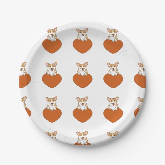 Niedlich Corgi Puppy Dog Pappteller (Vorderseite)