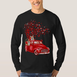 Niedlich Corgi Reiten Red Truck Valentine Butterfl T-Shirt