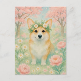 Niedlich Corgi Spring Welsh Corgi Queen Postcard Postkarte