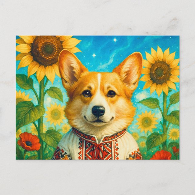 Niedlich Corgi Ukraine Walisisch Corgi Queen Postc Postkarte (Vorderseite)