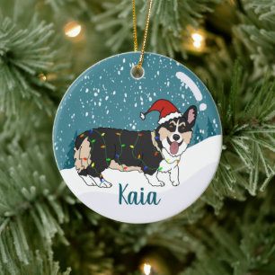 Niedlich Corgi Weihnachten Keramik Ornament