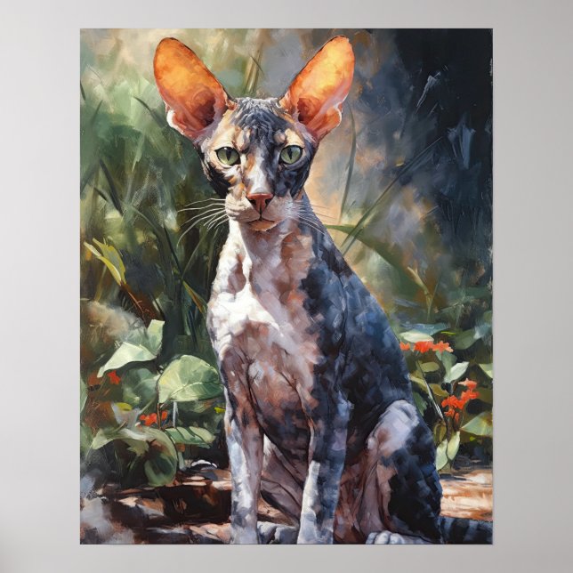 Niedlich Cornish Rex Cat Art Print Poster (Vorne)