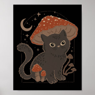 Niedlich Cottagcore Cat Pilz Hat Vintag Grunge Ae Poster