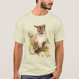 Niedlich Cougar Mountain Löwe Kitten Wasserfarbe T T-Shirt
