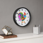 Niedlich Country Pop Art Hahn Uhr<br><div class="desc">Niedlich Country Pop Art Hahn Große Uhr</div>