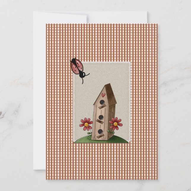 Niedlich Country Red Gingham Karos Babydusche Einladung (Vorderseite)