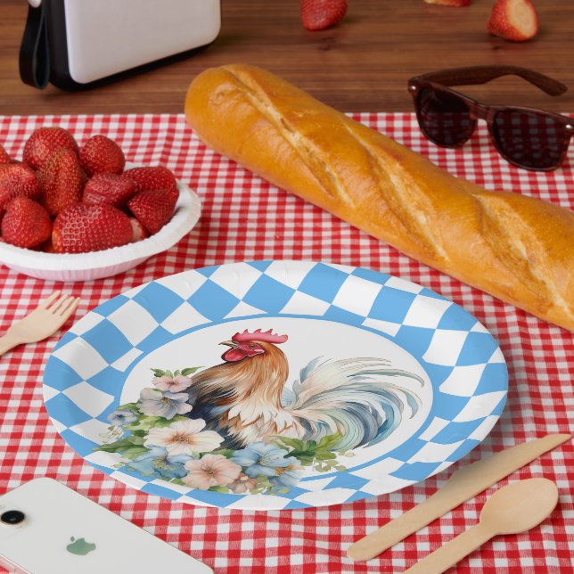 Niedlich Country Rooster Liebhaber Pappteller (Picknick)