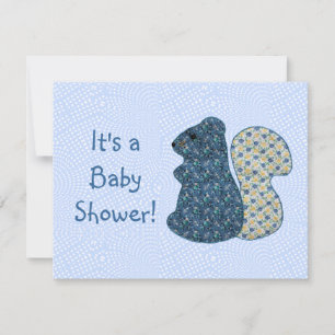 Niedlich Country Style Blue Eichhörnchen Babydusch Einladung