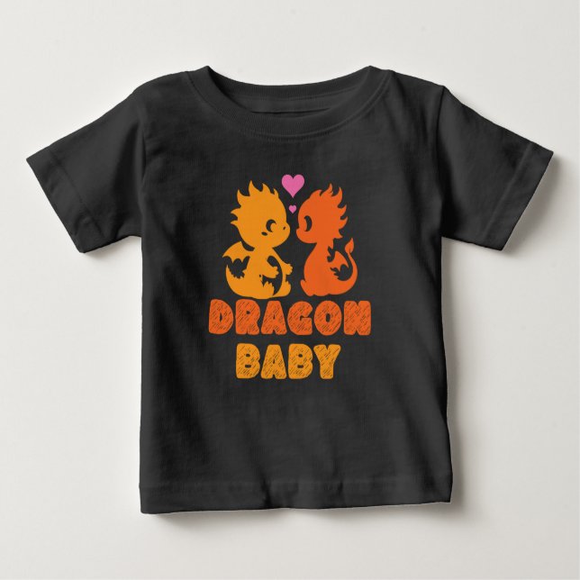 Niedlich Couple Dragon Baby T-shirt (Vorderseite)