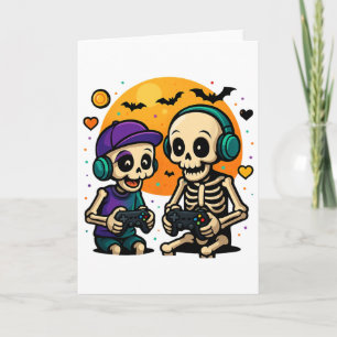 Niedlich Cousin Crew Skeleton Gamer Halloween Vide Karte