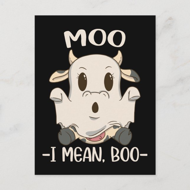 Niedlich Cow Moo Halloween Ghost Boo Postkarte (Vorderseite)
