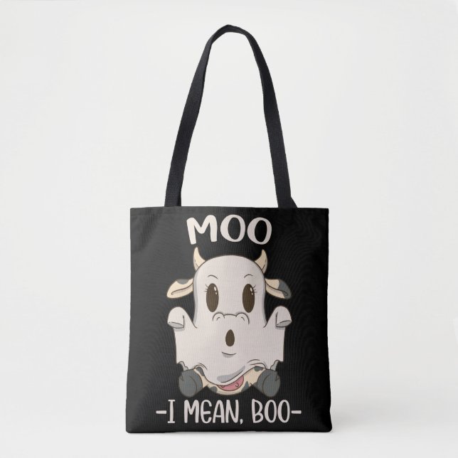 Niedlich Cow Moo Halloween Ghost Boo Tasche (Vorderseite)