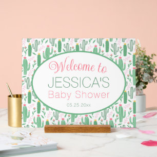 Niedlich Cowboy Cactus Floral Baby Dusche Empfang Acrylschild