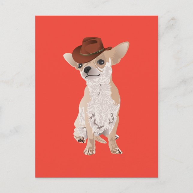 Niedlich Cowboy Chihuahua Dog Postcard Postkarte (Vorderseite)