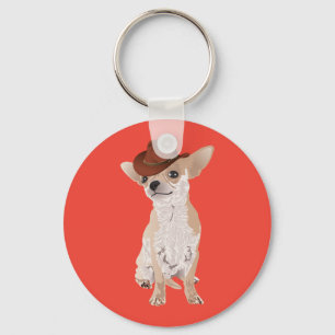 Niedlich Cowboy Chihuahua Dog Schlüsselanhänger