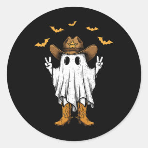 Niedlich Cowboy Ghost Sheriff Peace Funny Hallowee Runder Aufkleber